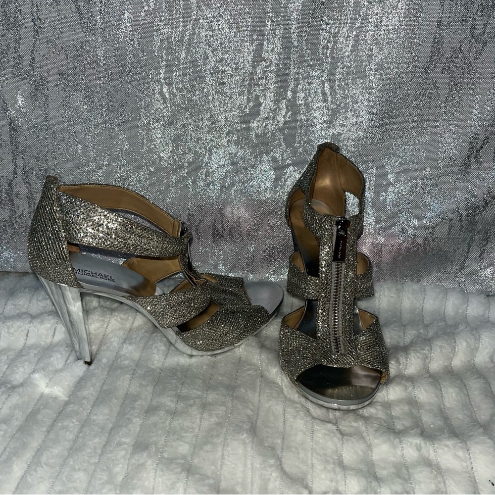 Michael Kora Silver Glitter High Heels